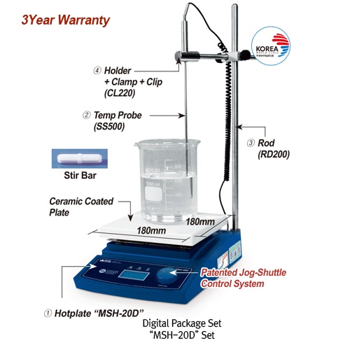 Máy gia nhiệt khuấy từ kiểu kỹ thuật số 180x180 MSH-20D-Set 230V DH.WMH03021